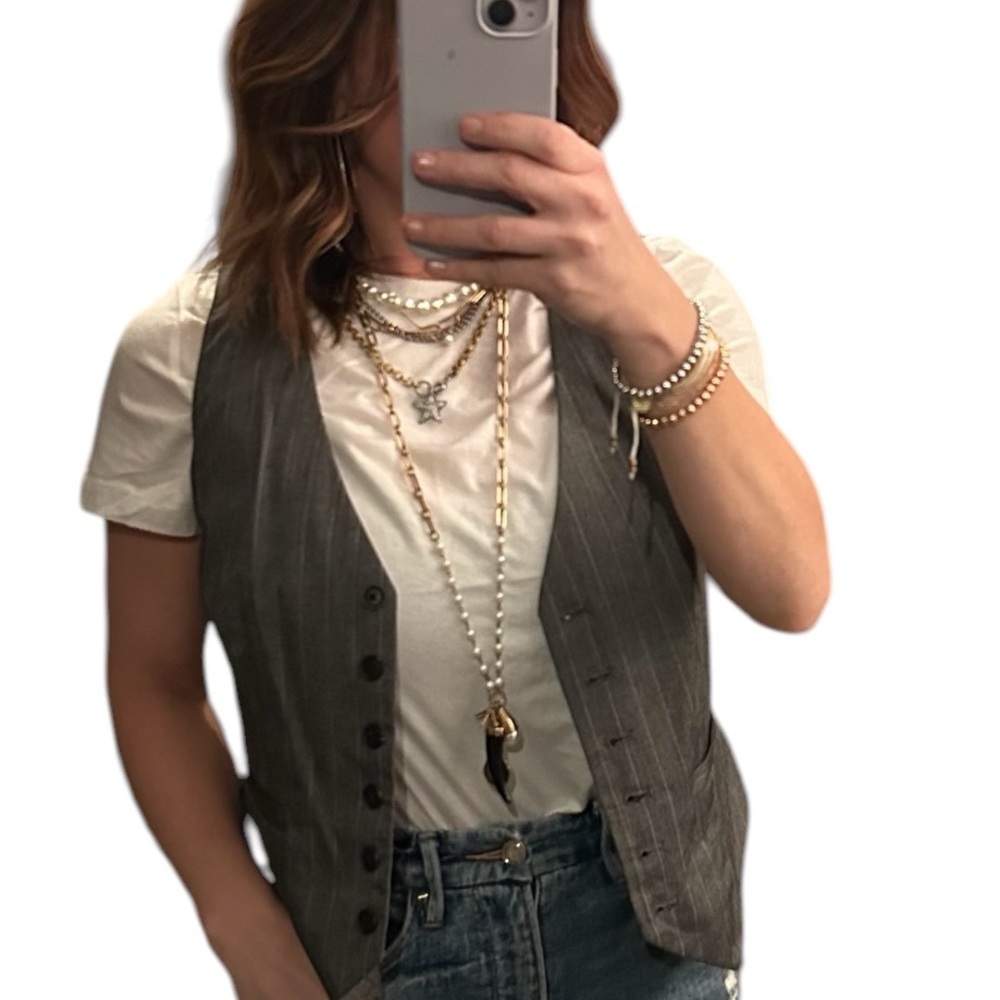 Plaid Gray Button-Up Vest - Picture 2 of 3